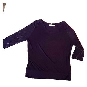 3/4 Sleeve Studded Purple Shirt by Revolution